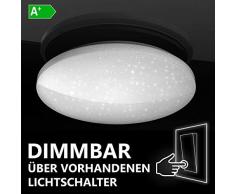 Lumira Plafonnier LED 12 W à intensité variable pour chambre denfant, salon, 28 cm, ciel étoilé, rond, blanc neutre