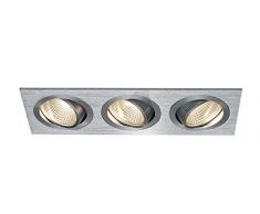 SLV Spot encastrÃ© New Tria Colonne murale cache-cÃ¢ble DL carrÃ© Set plafonnier Ã LED COB 3000Â K, 38Â Â°, avec pilote, plumes Ã clip, en aluminium brossÃ© 114216