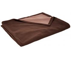 Plaid reversible microfibre double face - 100% polyester - OURSON - Choco/Taupe - 130 x 170