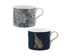Spode MCOA8726-XG Original Morris & Co Design Lot de 2 tasses en porcelaine Motif souci et lièvre