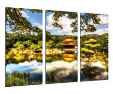 Tableau Moderne Photographique, Impression sur bois, Pagode de paysage dans le lac, 97 x 62 cm, ref. 26405