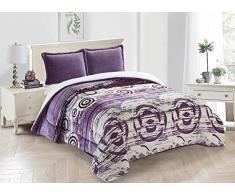 ForenTex Réversible Toucher Doux et Chaud Tissu en Micro-Soie pour canapé lit M-3091 Lilas