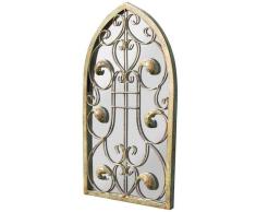40 x 24 cm Grande Rustique Motif Arche défilement Ornate Jardin Miroir Mural en métal Country