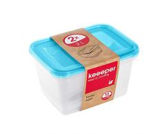 keeeper Lot de 2 boîtes de Conservation rectangulaires Fredo Fresh 2 L PP Bleu Frais (Transparent) Taille Unique 2