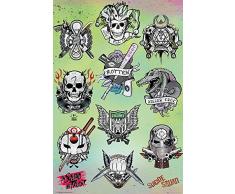 empireposter 743749 Suicide Squad â Tattoo Parlor â Rétro Impression Affiche de Film, Papier, Multicolore, 91,5 x 61 x 0,14 cm