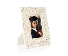 Penguin Home Cadre photo en bois artisanal 5 X 7 (13 X 18 cm), fenÃªtre en vrai verre, supports de fixation murale et chevalet de table, paysage ou portrait, beau design