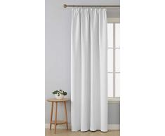 Deconovo Rideau Occultant Salon Design Moderne en Tissu Anti Chaleur Chambre Enfant Galon Fronceur Isolant Thermique 1 Pcs, Polyester, Blanc PÃ¢le Gris, 140x245cm