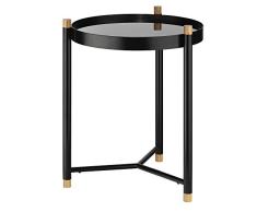 Kela Table dAppoint, Oak, MÃ©tal et Verre de SÃ©curitÃ©, Ã 40 cm, 24266, Noir
