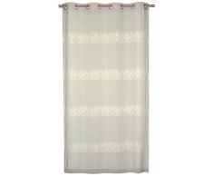 HomeMaison Voilage en Etamine Brodée Feuille, Polyester, Lin, 240x140 cm