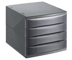 Rotho 1108008853 BoÃ®te de Bureau Quadra avec 4 tiroirs, Plastique, Anthracite, 45 x 35 x 25 cm
