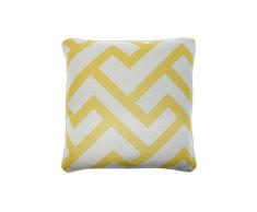 ZONS Coussin GÃ©omÃ©trique 45 * 45cm avec Bordure du MÃªme Tissu (4 Couleurs) + Rembourrage 480g (Jaune)