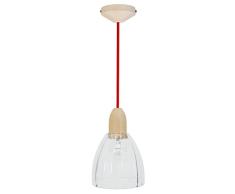 Tosel 17026 Suspension 1 LumiÃ¨re, Verre/, E27, 40 W, Transparent, 15,5 x 90 cm