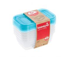 keeeper Lot de 5 boîtes de Conservation rectangulaire Fredo Fresh 0,5 l PP Bleu Frais (Transparent) Taille Unique 5