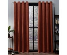 Exclusif Home Oxford texturÃ© en Satin de Coton Thermique piÃ¨ce Obscurcir Grommet Top fenÃªtre Panneau de Rideau Paire, la Mecque, Orange, 52Â x 96Â cm
