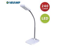 Velamp TL1601B Table LED, 240lm (3W). Protection des Yeux, Bras réglable. Lampe de Bureau pour Maison, Lecture, étudiant, Enfant, Plastique, 3 W, Blanc