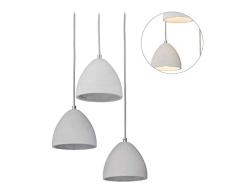 Relaxdays 10028385 Suspendue Ã 3 Ampoules Lustre Table Ã Manger, Design Moderne en BÃ©ton, Trois Lampes, E27, Hxd:122x25 cm, mÃ©tal, Pierre, Gris, 1 Ã©lÃ©ment