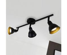 Briloner Leuchten Plafonnier LED pour salon Noir/doré GU10 Rétro/vintage 3 lampoules noir/or