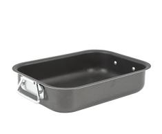 Home Maitre Plat à rôti, revêtement Anti-adhésif, 24 x 17 cm, Aluminium, Anthracite/Noir