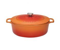 Chasseur 4731 Cocotte ovale-31 cm fonte Ã©maillÃ©e, 6 liters, Orange flammÃ© (intÃ©rieur Sable)