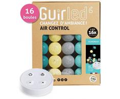 Guirlande lumineuse boules coton LED USB - Télécommande sans fil - Chargeur double USB 2A inclus - 4 intensités - 16 boules - Scandinave