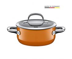 Silit 2101302438 Passion Faitout avec couvercle en verre 16 cm Silargan CÃ©ramique fonctionnelle Bord verseur Passe au lave-vaisselle Orange 1,3 l