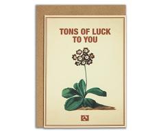Message Earth 3264434 Carte Double Eco-Design avec Enveloppe Motif Tons of Luck to You Beige Papier RecyclÃ© 16,3 x 12,15 cm