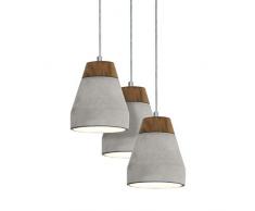 Eglo Tarega Plafonnier suspendu en acier, bois et béton 60 W Marron et gris, Marron, gris. 60W 240V