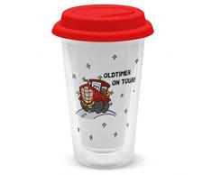 Les cadeau monde 44905Â to Go Mug avec motif Stell Dich jamais entre moi et ma de cafÃ©., Verre, Double Paroi, 35Â cl to Go Gobelet, verre, rouge, 9Â x 9Â x 13,5Â cm, Verre, rot, 9 x 9 x 13.5 cm