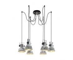 EGLO Serie BARNSTAPLE Suspension 6 ampoules Marron/patiné, noir.