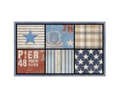 Dintex Arte American Paillasson en Caoutchouc floquÃ© 45 x 75 cm Multicolore