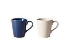 like. by Villeroy & Boch - Organic Blue lot de 2 mugs, tasses avec anse en porcelaine dure, bleu, sable, adapté au lave-vaisselle