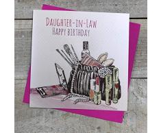 White Cotton Cards Daughter-in-Law Happy Birthday Carte danniversaire Faite à la Main avec Motif Trousse de Maquillage, Blanc