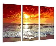 Tableau Moderne Photographique, Impression sur bois, Paysage Sunset Beach, 97 x 62 cm, ref. 26286