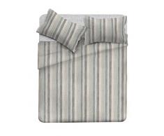 Italian Bed Linen cl-em-striato grigio-2p Complet lit Sac Emotion et taies doreiller, Coton, Imprimé, Double, 300 x 250 x 1 cm