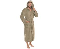 CelinaTex Florida Peignoir De Bain, Capuche, De Couleur Unie, Longue, Poches AppliquÃ©es, Femme, Homme, Unisexe, Microfibre, Laine Polaire de Corail XXL Taupe
