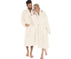CelinaTex Oregon Peignoir De Bain Col ChÃ¢le De Couleur Unie Longue Poches AppliquÃ©es Surpiqure Femme Homme Unisexe Pur Coton XXXL Couleur Naturelle