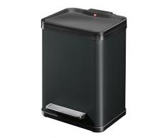 Hailo 0622-260 Poubelle à Pédale, Acier Inoxydable, Noir, 44,5 x 33 x 34,5 cm