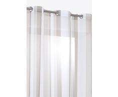 Rideaudiscount Rideau Voilage 140x240 cm Rayures Multicolores Taupe Blanc