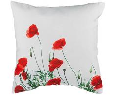 Out of the blue WeiÃes Kissen mit Mohnblumen, 100% Polyester, 40 x 40 cm, ca. 280 g FÃ¼llgewicht Coussin Blanc avec Coquelicot, 100, Weiss