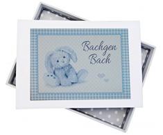 White Cotton Cards du Pays de Galles bébé, Bachgen Bach, Mini Album Photo, Bleu Lapin, Tableau, Blanc, 12.5 x 17.5 x 2.5 cm