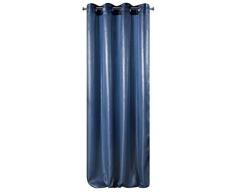 Eurofirany Rideaux Jacquard Ã 8 Åillets Ã©lÃ©gants et Brillants avec Coutures argentÃ©es, pour Salon, Chambre Ã Coucher, Salon, Chambre Ã Coucher, Salon, Bleu Marine + Argent, 140 x 250 cm