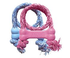 KONG - Puppy Goodie Bone with Rope - Le Caoutchouc des Dents, Jouet Soin Dentaire – pour Chiot Très Petite Taille