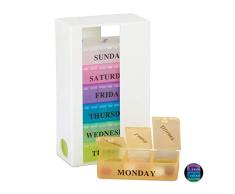 Relaxdays 10023635_828 Pilulier 7 Jours 3 Compartiments boÃ®te mÃ©dicaments semainier Matin midi Soir, Plastique, Blanc/Multicolore, 14,5 x 8,5 x 4,5 cm