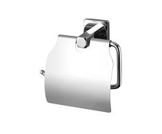 Bisk Glace Gamme Porte Rouleau Papier Toilette avec Couvercle, Chrome, 14,5Â x 6,5Â x 13Â cm