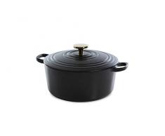 BK Cookware Cocotte en Fonte Ãmaillée avec Couvercle 28 cm, Dutch Oven, Casserole Induction Ronde 6.7 Litres, Tous Feux, Pitch Noir