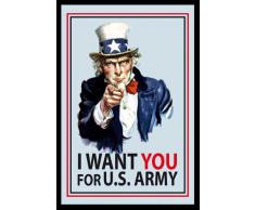 Empire Merchandising 538734 Miroir imprimé avec Cadre en Plastique Effet Bois Uncle Sam 20 x 30 cm