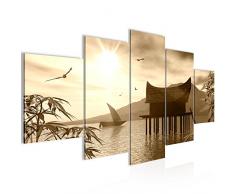 Tableau decoration murale Lac du paysage 200 x 100 cm - XXL Impression sur Toile Salon Appartment 5 Parties - prÃªt Ã accrocher - 500051a