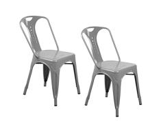 Zons TOLIX Chaise Industrielle empilable Gris 42X47XH78CM