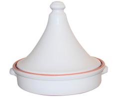 Amazing Cookware Tajine en Terre Cuite avec Naturel Intérieur, Blanc Mat, 25 x 25 x 24 cm