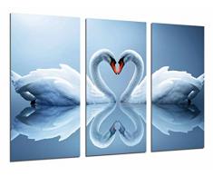 Tableau Moderne Photographique, Impression sur bois, Couple de cygnes, forme de coeur animal,, 97 x 62 cm, ref. 26856